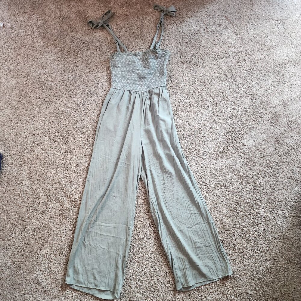 Francesca's Flowy Smocked Jumpsuit